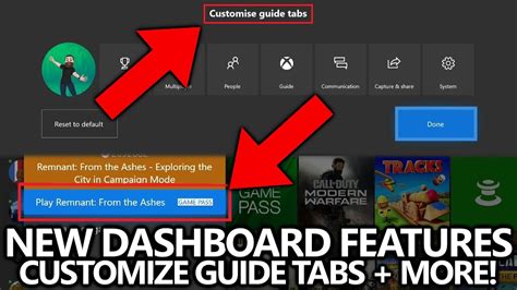 New Xbox Dashboard Features Customize Guide Tabs Direct Game