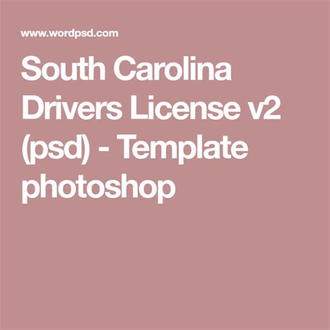 South Carolina Drivers License V2 Psd Template Photoshop Psd