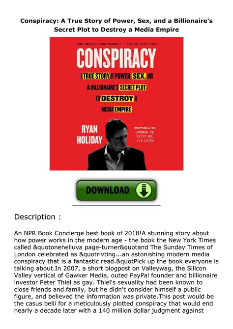 Download Pdf Conspiracy A True Story Of Power Sex And A Billionaire S Secret Plot To Destroy
