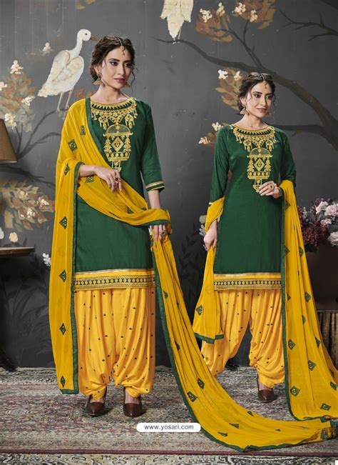 Buy Dark Green Designer Embroidered Punjabi Patiala Suits Punjabi Patiala Suits