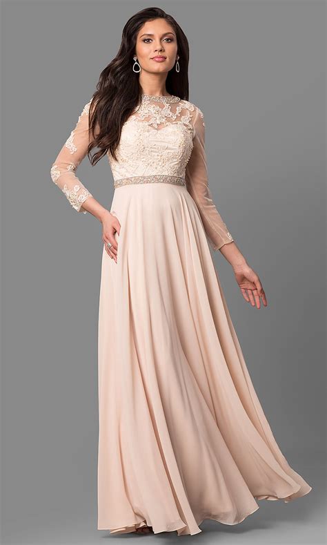 Cut Out Prom Dress With Long Sheer Sleeves Promgirl