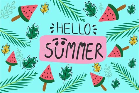 Hello Summer Banner Holiday Logo Trendy Texture Summer Wallpaper