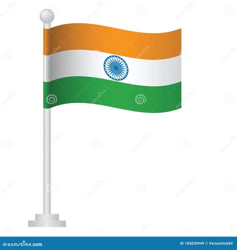 India Flag National Flag Of India On Pole Vector Stock Vector