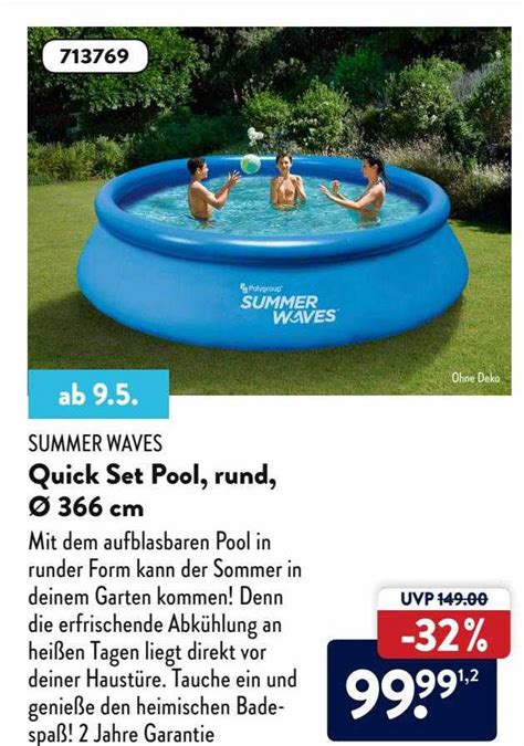 Summer Waves Quick Set Pool Rund ø 366 Cm Angebot Bei Aldi Nord