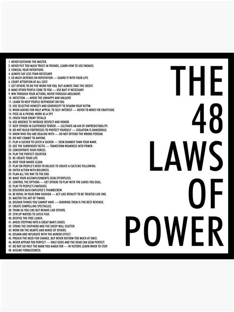 The key to power, then, is the ability to judge who is best able to further your interests in all situations. 'the 48 laws of power' Poster by arch0wl | Salud mental ...