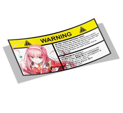 Darling In The Franxx Zero Two Warning Slap Stickers Anime Vinyl