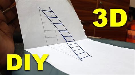How To Draw A 3d Ladder Ladder Optical Illusion Youtube