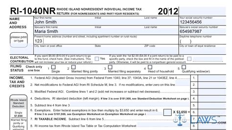 Form Ri 1040nr Nonresident Individual Income Tax Return Youtube