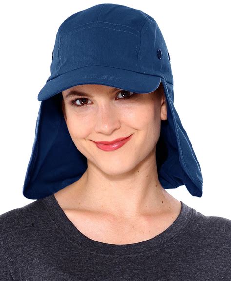 Ear Flap Caps Sun Protection Outdoor Neck Shade Hat Denim Blue