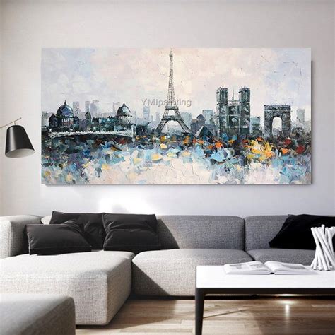 Paris Eiffel Tower Cityscape Skyline Abstract Paintings On Canvas