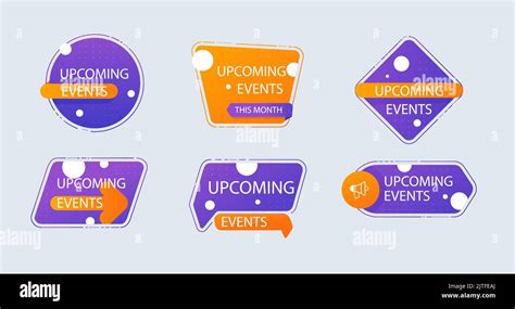 Gradient Upcoming Events Labels Vector Illustration Stock Vector Image