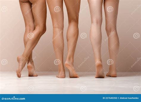 Back View Of Three Pairs Of Female Legs Stock Photo Image Of Heel