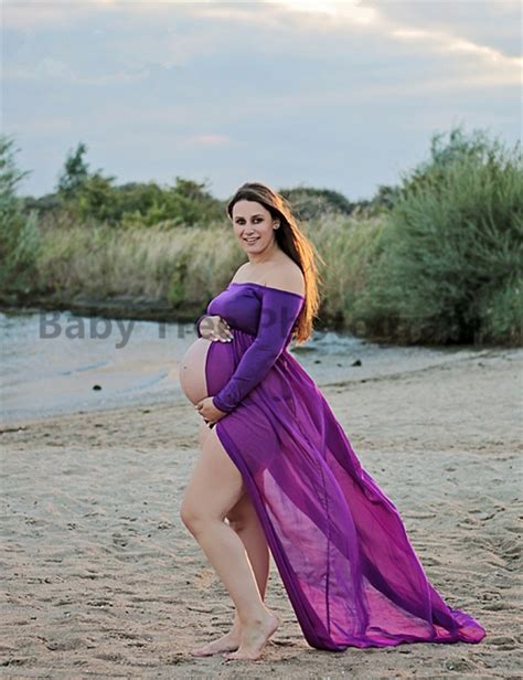 2016 Maternity Dress For Photo Shoot Maxi Maternity Gown Split Front