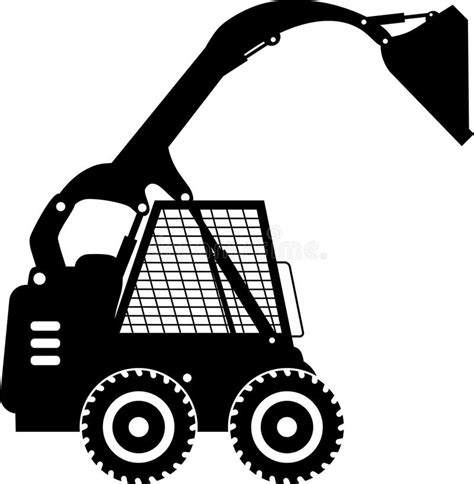 Silhouette Of Compact Skid Steer Loader With Bucket And Wheels Icon In