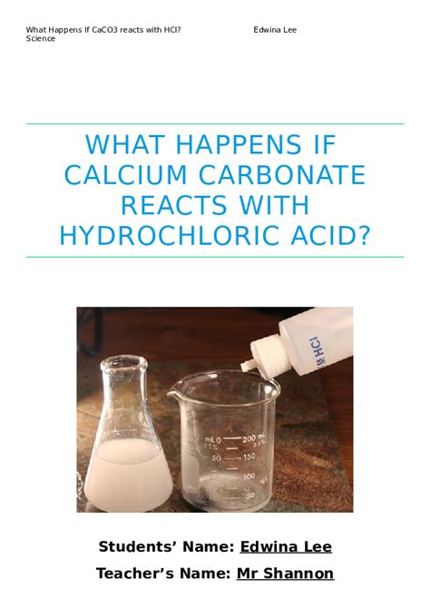 💄 Calcium Carbonate Reacts With Hydrochloric Acid Balanced Equation