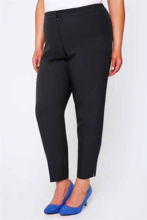 Black Slim Leg Trousers With Stretch Waist Plus Size 16 To 32 Yours