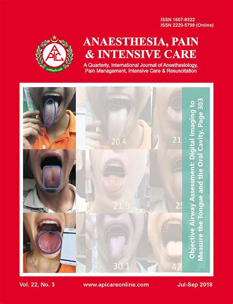 Anaesthesia Pain And Intensive Care An International Journal Of