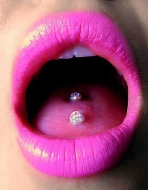 Girl Glitter Lipgloss Lips Makeup Mouth Piercing Pink Sexy Shine Tongue Woman