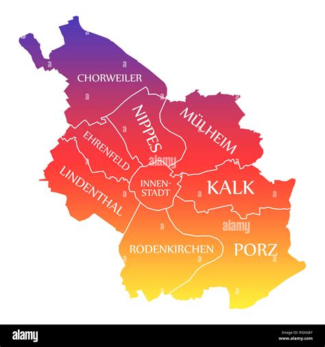 Cologne City Map Germany De Labelled Rainbow Colored Illustration Stock