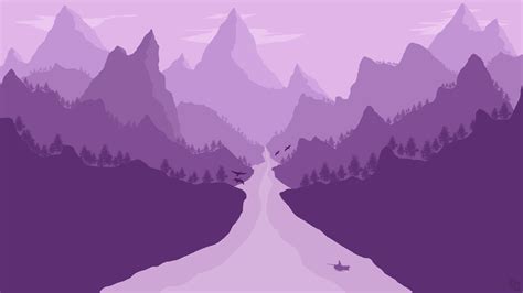 Desktop Wallpaper Minimalism River Mountains Landscape 4k Hd Image
