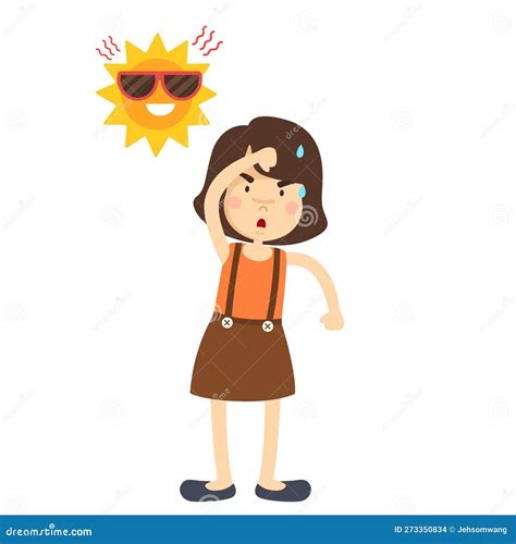 Heatstroke Girl Cartoon Vector 192412385