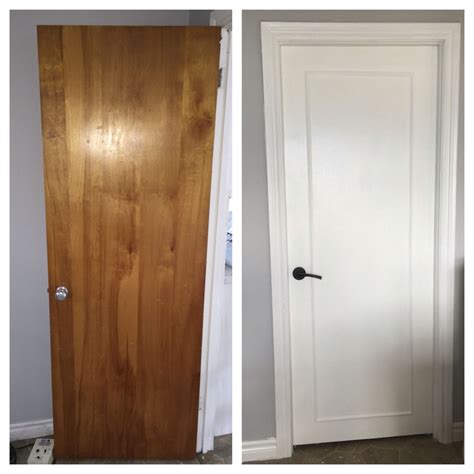 Updated Old Wood Doors To A Modern Look With Wood Trim Primer White