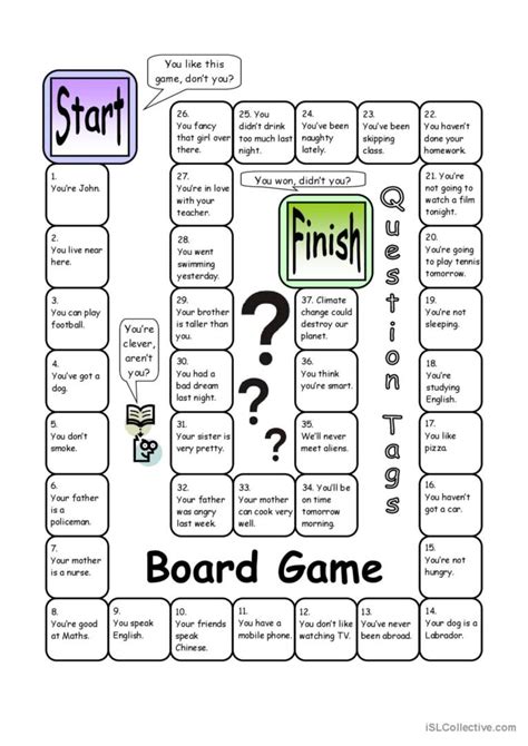 Board Game Question Tags English Esl Worksheets Pdf And Doc