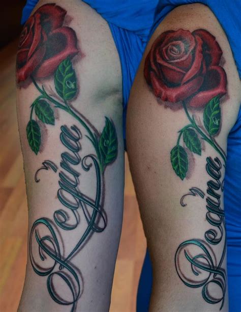 People tattoo different colored rose tattoos on different body parts according to their believes but one thing on which we all agree that, rose tattoos always look great. Rose and Name by Rafael Marte : Tattoos