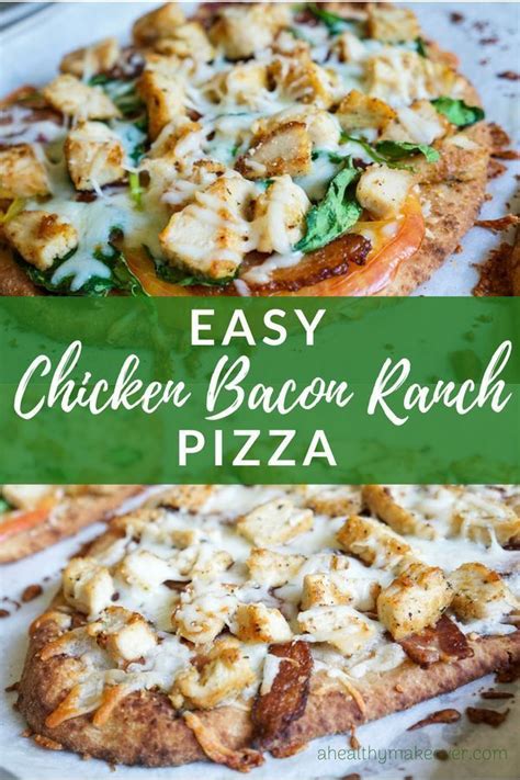 Top with half of the cheddar cheese. Easy Chicken Bacon Ranch Pizza | Recipe | Chicken bacon ...