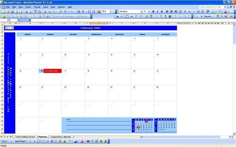 Planning Monthly Calendar Excel Spreadsheet Excel Calendar Template