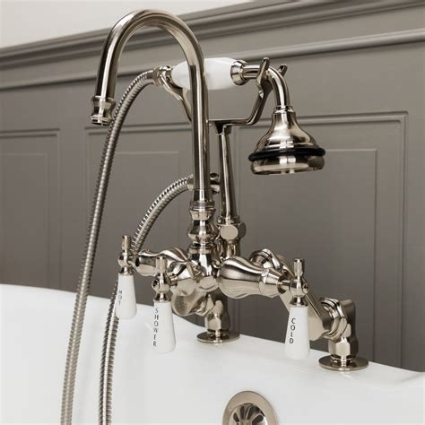 Purchasing a good, quality faucet to your kitchen will allow you to save money in the long run. Deck Mount High Spout Clawfoot Tub Faucet W/ Handshower ...