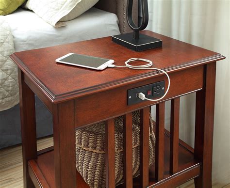 It has two power sockets and a usb port at the back for plenty of charging capabilities, plus a sensor led light underneath the nightstand that lights up when you step near it—perfect for nighttime bathroom trips. Mission Nightstand with USB Charging Station - Nightstands