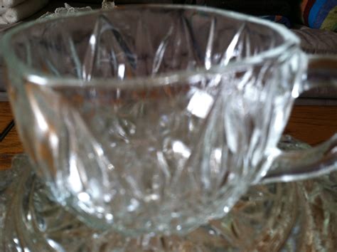 Vintage Clear Glass Square Punch Bowl Set Of Cups Etsy