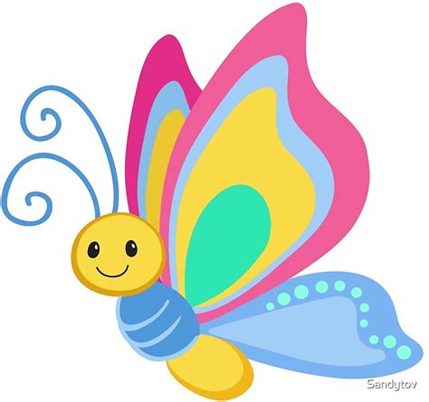 Cute Cartoon Butterfly By Sandytov Redbubble