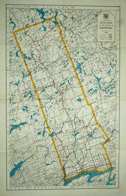 Road Map Of Hastings County 1959 Discover Cabhc