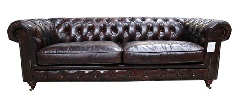 Berlin Chesterfield 3 Seater Vintage Tobacco Brown Distressed Real