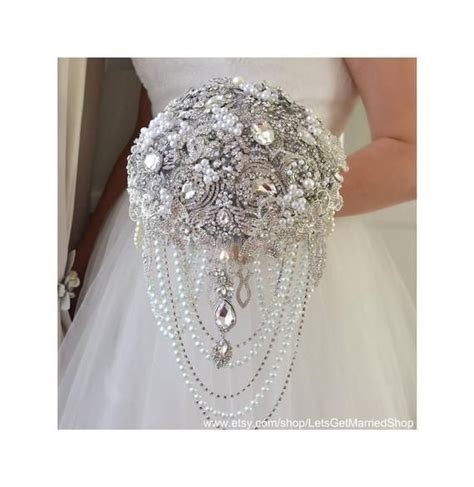Teardrop Crystal Silver Brooch Bouquet Trendy Jewelry Wedding Pearl