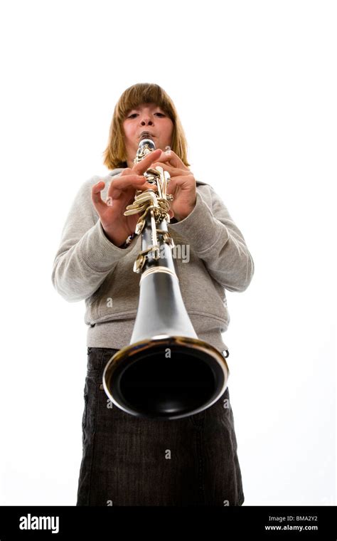 Young Girl Playing Clarinet Stock Photo Alamy
