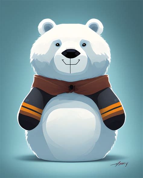Ice Bear With Smile In The Face Illustration Art Drawings