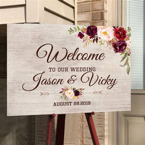 Rustic Wedding Sign Floral Wedding Welcome Sign Printable Welcome To