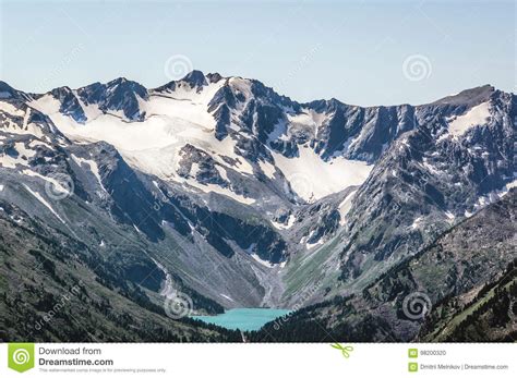 Beautiful Mountain Lake With Turquoise Multinskoe Stock Photo Image