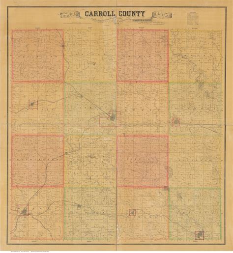 Carroll County Iowa 1884 Old Wall Map With Landowner Names Etsy