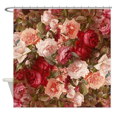 Floral Pink Roses Shower Curtain Cafepress Rose Shower Curtain