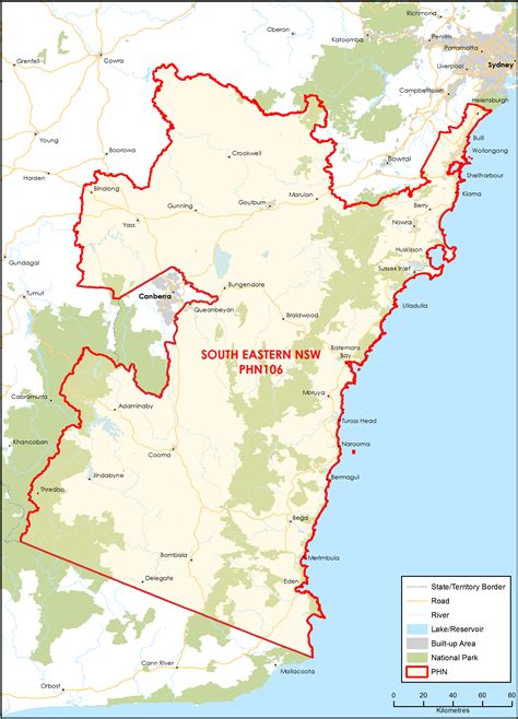 South Eastern New South Wales Primary Health Network Phn Map