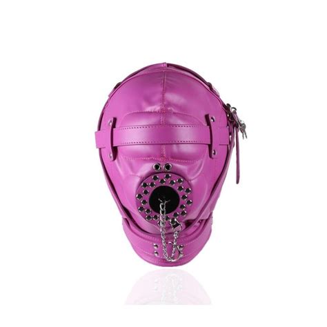 Gothic Soft Leather Slave Role Play Discipline Hood Mask With Removable