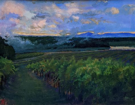 Blue Ridge Mountains Painting Sunset Vineyard By Rebecca King Hawkinson