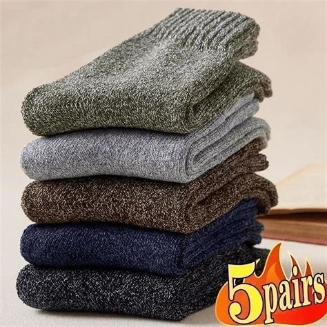 5pairs Winter Mens Merino Wool Socks Super Thick Soft Warm High
