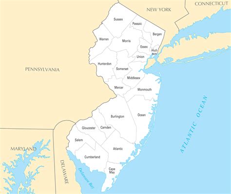 New Jersey County Map MapSof Net