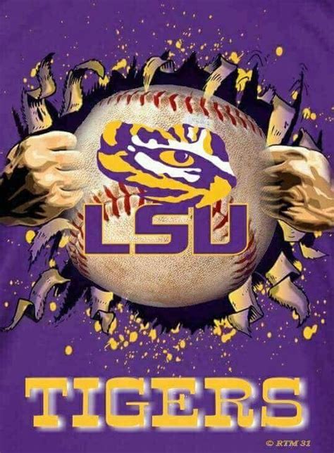 The Lsu Tigers Logo On A Purple T Shirt With Gold Paint Splatters
