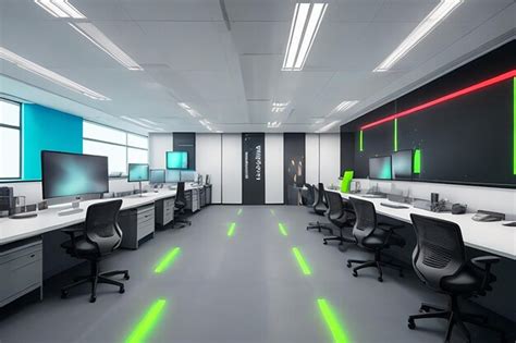 Premium Ai Image Modern Office Space With Desktops With Modern